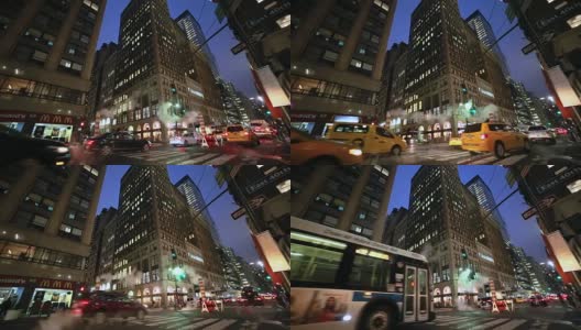 曼哈顿中城的夜晚街道高清在线视频素材下载