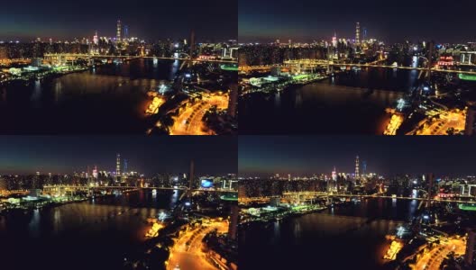 上海夜景无人机的视角高清在线视频素材下载
