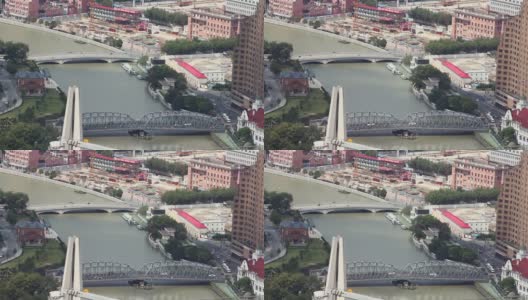 几座桥横跨一条河，上海，中国。高清在线视频素材下载