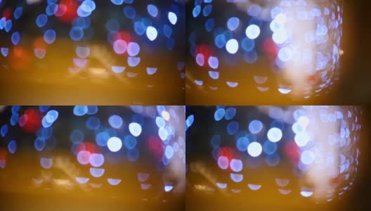 相机沿着模糊的蓝色和红色光点移动高清在线视频素材下载