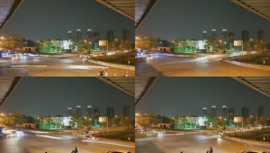 4k时间推移:夜间城市十字路口泰国，曼通他尼交通。高清在线视频素材下载