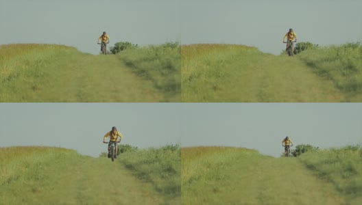 骑山地车自行车:慢动作视频高清在线视频素材下载