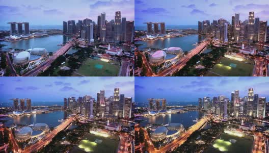 新加坡天际线间隔拍摄高清在线视频素材下载