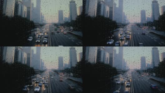 雨点在城市下雨高清在线视频素材下载