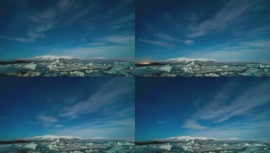 Time-lapse: Star Trail at Vatnajokull Glacier Jokulsarlon冰岛高清在线视频素材下载