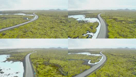 冰岛的蓝色泻湖，这个旅游景点的鸟瞰图很美高清在线视频素材下载