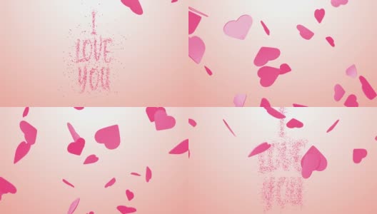 Falling Pink Hearts With I Love You Text On Romantic Background - Valentine's Day动画高清在线视频素材下载