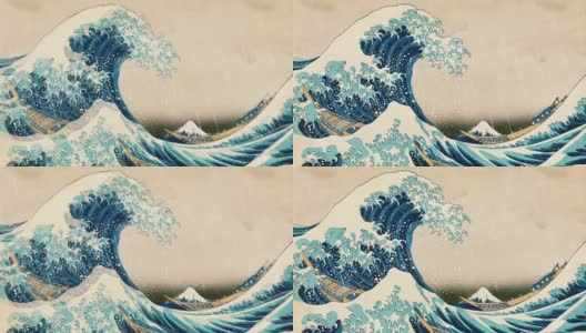 神奈川的巨浪高清在线视频素材下载