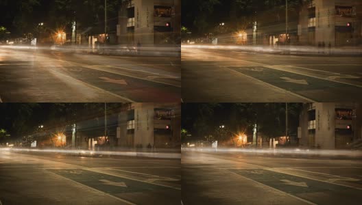 洛杉矶市中心历史中心的夜间交通状况高清在线视频素材下载