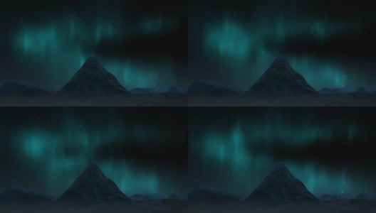 北极光明亮的北极光越过山脉景观。高清在线视频素材下载
