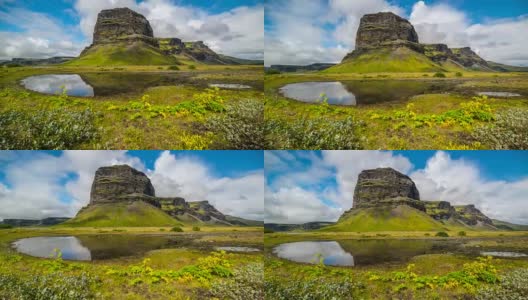 冰岛夏季洛马格努普尔山戏剧性云景的4k时间间隔高清在线视频素材下载