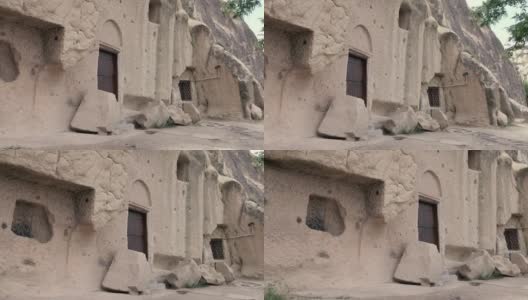 4 k。门窗城在岩石中。特写镜头。手持相机高清在线视频素材下载