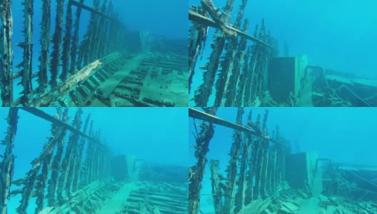 一艘失事的旧船在红海沉没高清在线视频素材下载