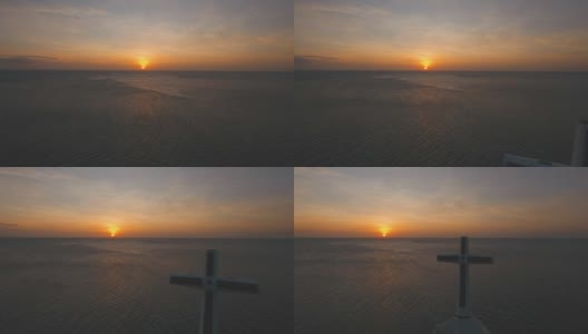 美丽的日落或日出海面，鸟瞰图。菲律宾长滩岛高清在线视频素材下载