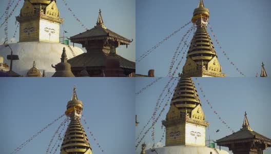 斯瓦扬布纳特佛塔-藏传佛教最神圣的佛塔(金刚乘)。加德满都,尼泊尔高清在线视频素材下载