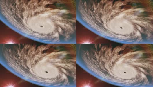 飓风在海洋上，倒置视图，3D动画高清在线视频素材下载