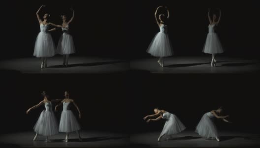 两个女孩跳芭蕾舞高清在线视频素材下载