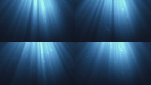 水下场景与空气漂浮和阳光透过水。高清在线视频素材下载