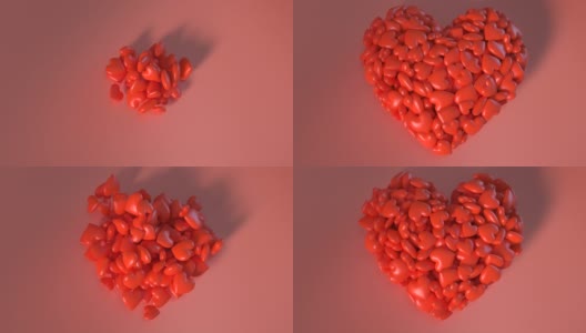 心脏形状3d渲染:小心脏到大心脏高清在线视频素材下载