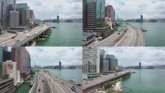 从无人机拍摄的香港拥挤的建筑物高清在线视频素材下载