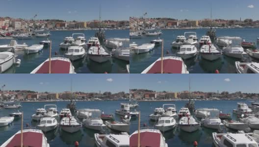 2016年3月:克罗地亚伊茨利亚的海港和罗温伊老城令人叹为观止的景色高清在线视频素材下载