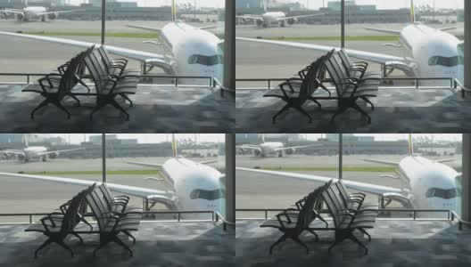 中国城市机场候机楼窗外的美景高清在线视频素材下载