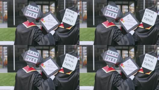 毕业典礼。个性化,一张张阴沉高清在线视频素材下载