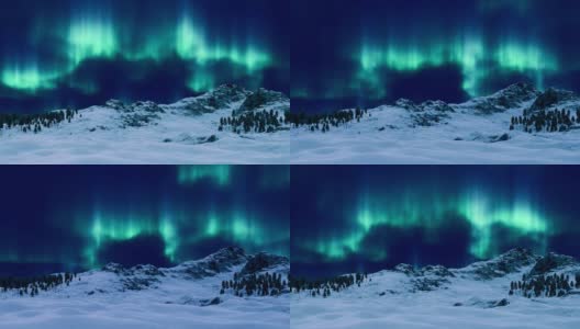 夜空中的北极光笼罩着荒凉的冬天高清在线视频素材下载