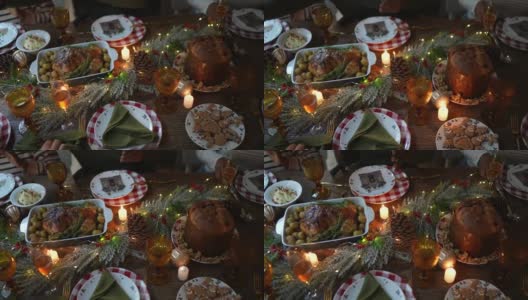 家人团聚在家里吃圣诞晚餐高清在线视频素材下载