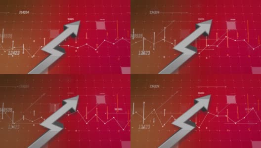 4K 3D箭头向上移动动画。财务图表。高清在线视频素材下载