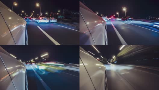 T/L POV汽车在夜间行驶高清在线视频素材下载
