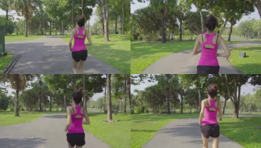 在公园里放松慢跑的女人高清在线视频素材下载
