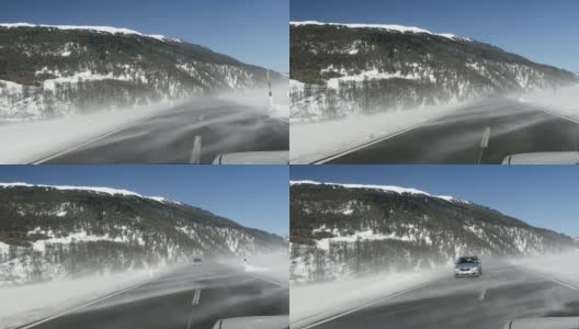 在奥地利的暴风雪中开车高清在线视频素材下载