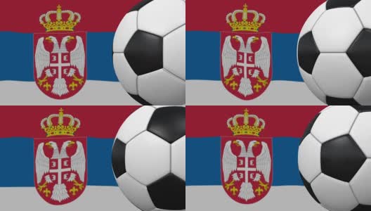足球环与塞尔维亚国旗的背景高清在线视频素材下载