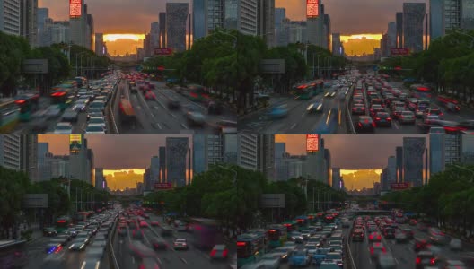 4k时间跨度的中国深圳市区交通街道大桥全景高清在线视频素材下载
