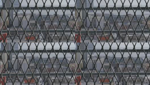 抽象摄影:围栏后的圣地亚哥天际线高清在线视频素材下载
