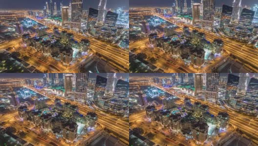 迪拜市中心的天际线随着购物中心和道路交通的变化而变化高清在线视频素材下载
