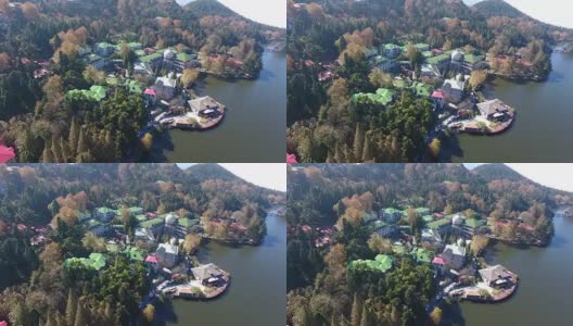 庐山汝琴湖畔的建筑高清在线视频素材下载