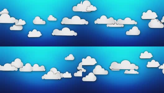 卡通纸云在蓝色的背景循环动画高清在线视频素材下载