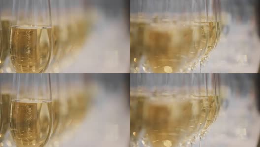 桌上放了很多杯香槟高清在线视频素材下载