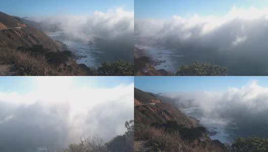 大苏尔沿海浓雾高清在线视频素材下载