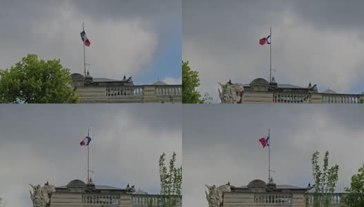 旗杆上飘扬的法国国旗高清在线视频素材下载