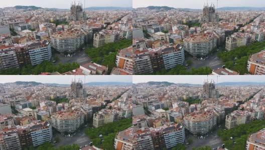 无人机俯瞰巴塞罗那高清在线视频素材下载