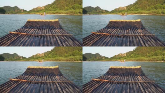 仙居河上的竹筏高清在线视频素材下载