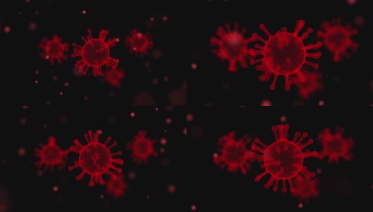 细菌冠状病毒Covid-19在红细胞和轻运动。病毒背景3d渲染高清在线视频素材下载