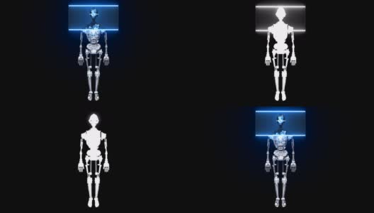 制造3D仿人机器人身体，扫描身体。人工智能，4k动画。高清在线视频素材下载