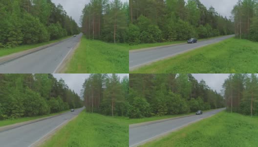 在乡村路上行驶的汽车高清在线视频素材下载