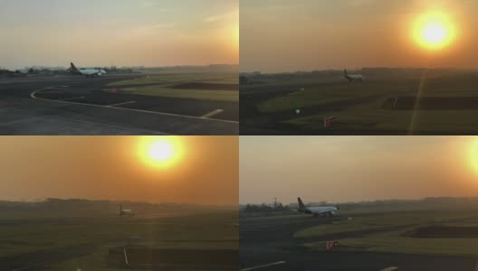 飞机正在拍摄日落高清视频高清在线视频素材下载