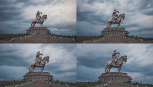 蒙古乌兰巴托成吉思汗骑马像的延时视图高清在线视频素材下载