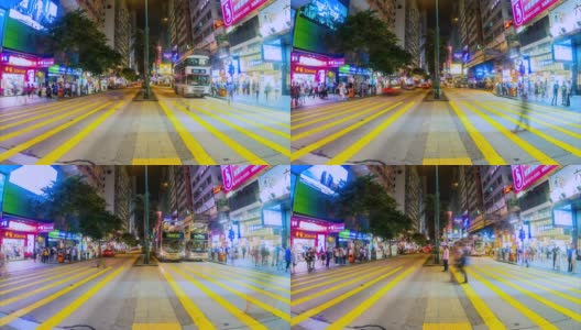 4K, Time lapse People Crossing Street,time Busy pedestrian and car crossing at Hong Kong高清在线视频素材下载